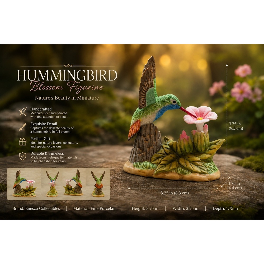 Bronson Collectibles 1990‎ Buff-bellied Hummingbird with Four-o-clock Figurine